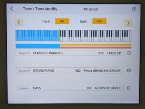 instrument layer and split controls in Casio Music Space