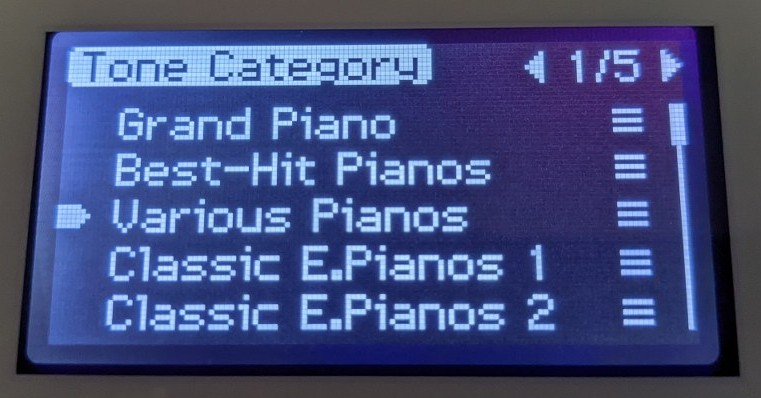 piano tone categories