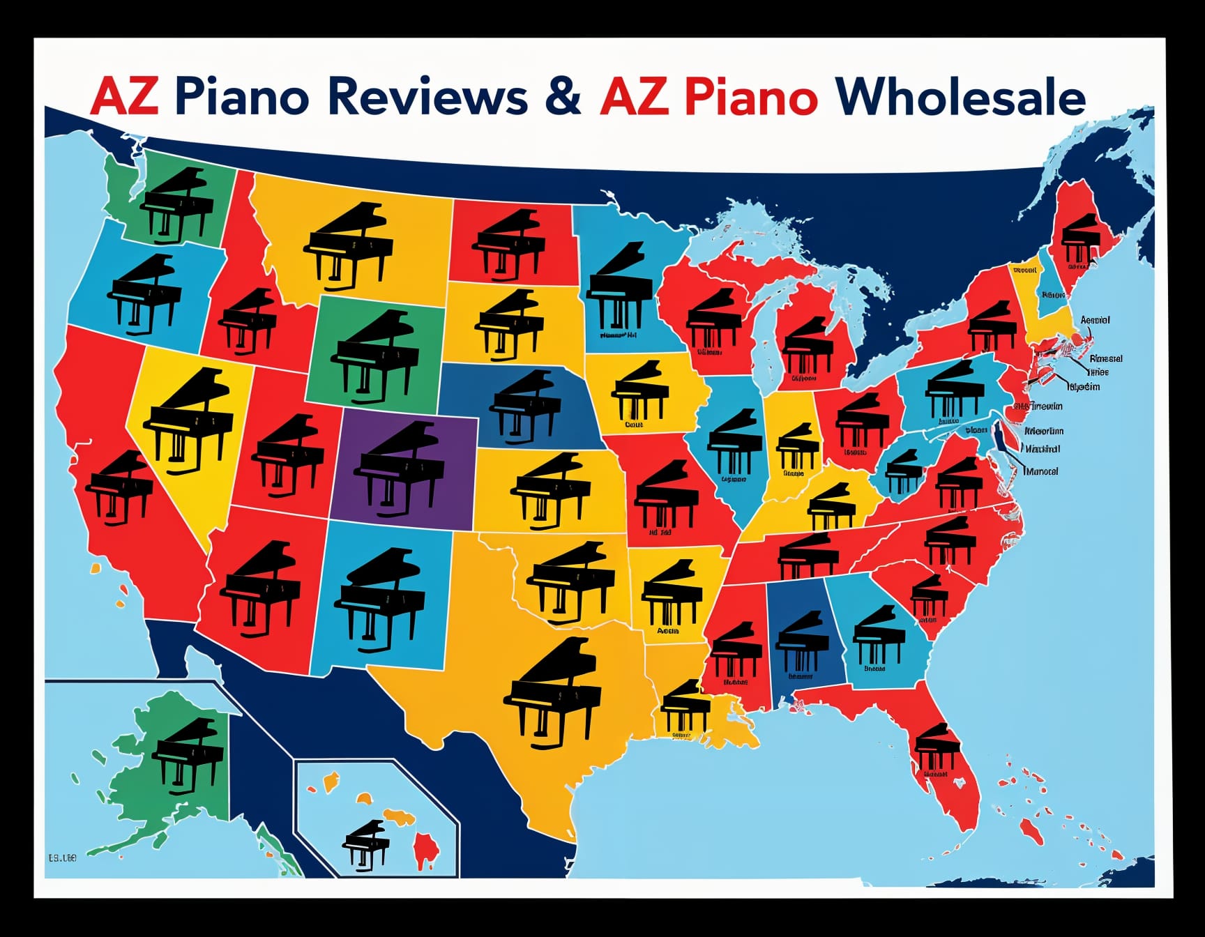 Piano map of US