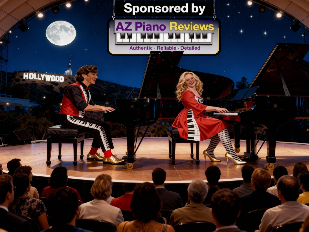 Kevin & Katie Keys in concert playing piano at Hollywood Bowl 