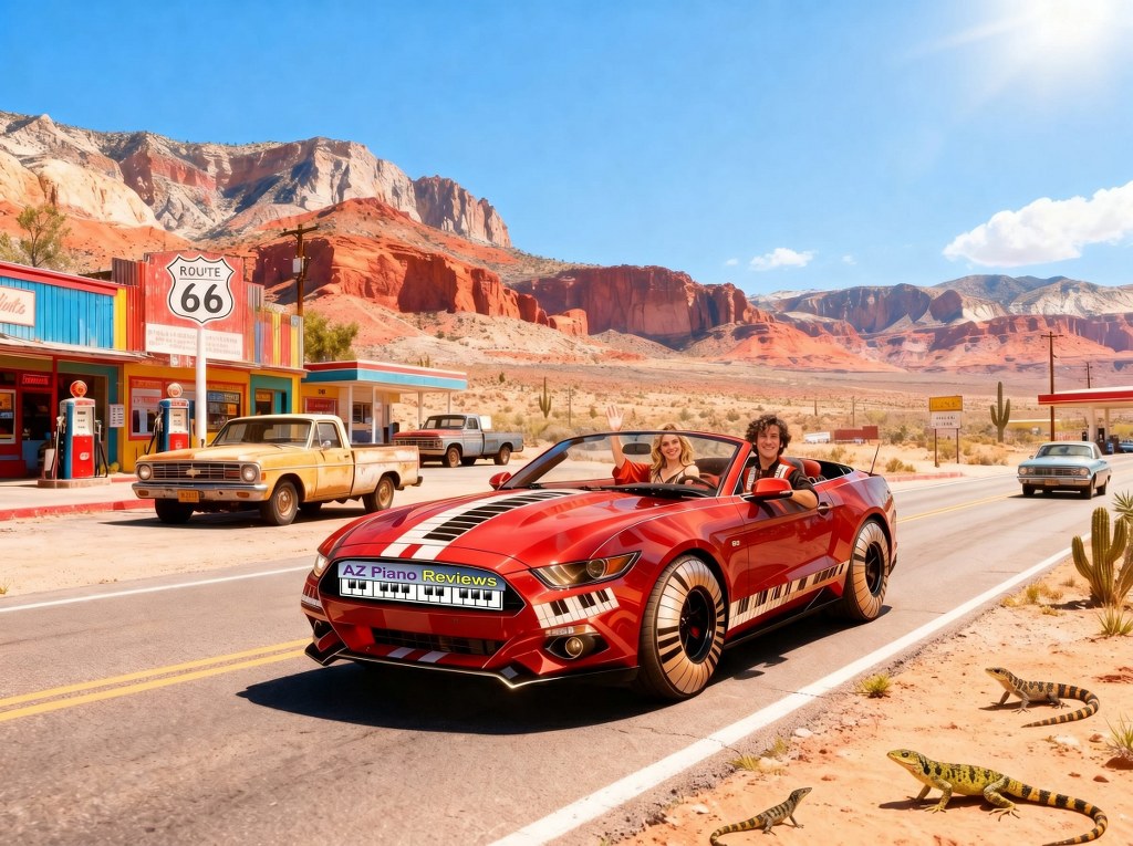 Kevin & Katie driving on Arizona Route 66_