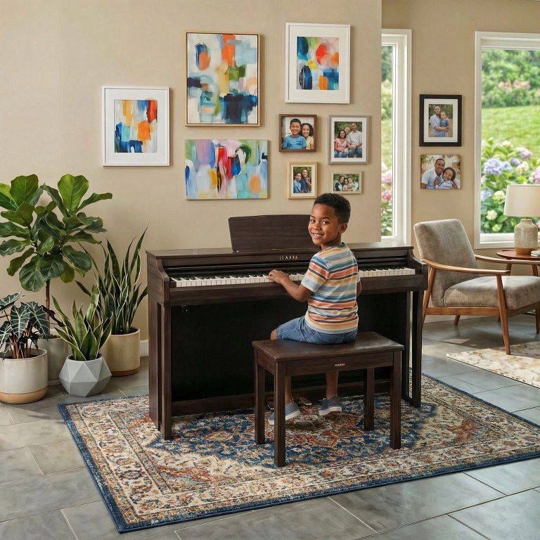 Boy playing Yamaha CLP-825