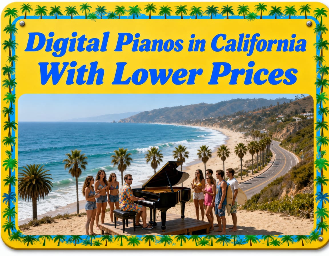 California piano beach with grand piano and best prices