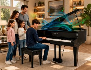 Family and Yamaha grand piano