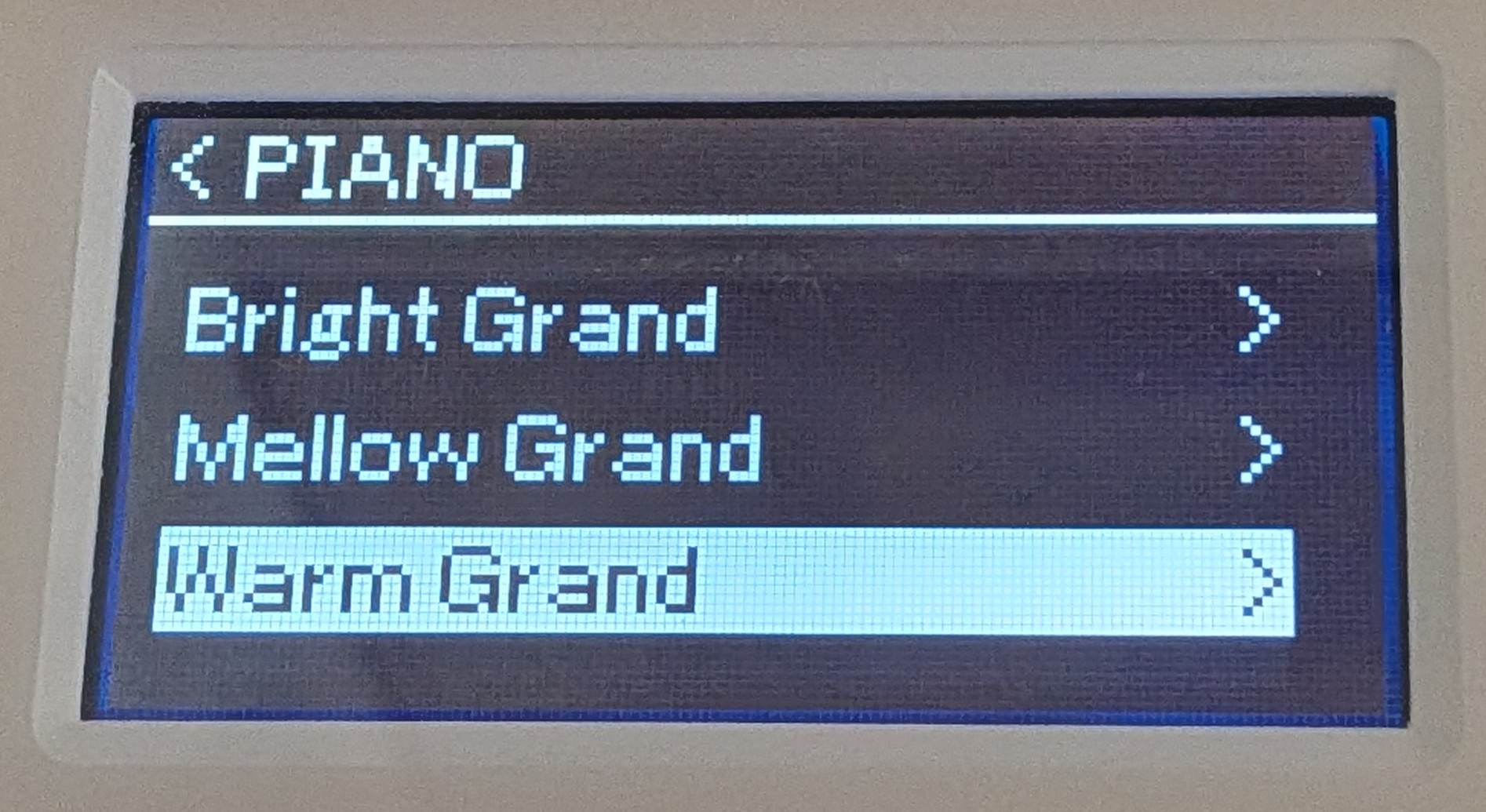 pianos in user display screen
